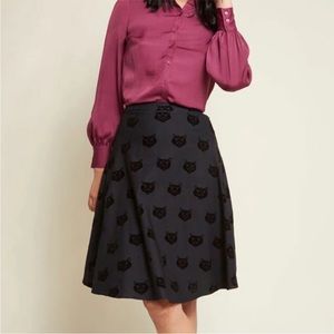 Modcloth Collectif black Mattie velvet cat skirt